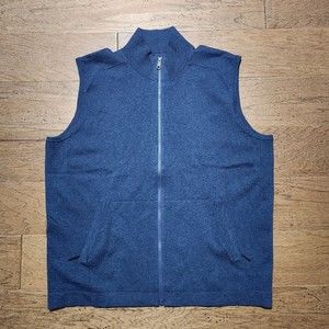 Duluth Trading Vest Adult Extra Large Navy Blue Fleece Full Zip Pocket Work Mens
